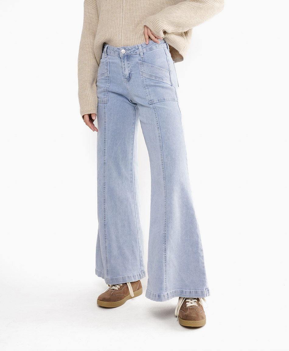 Jeans mujer corte bolsillo wide