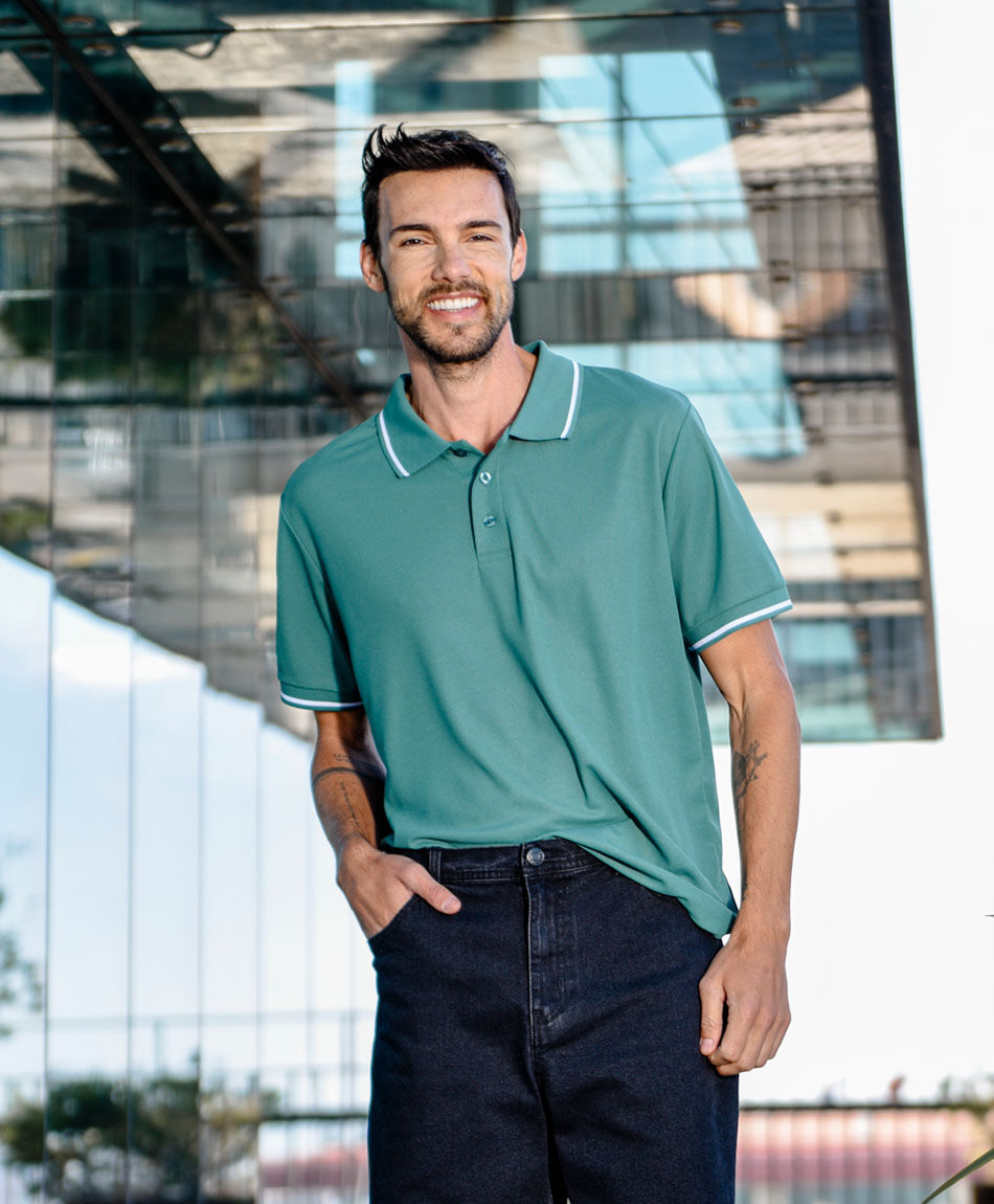 Polera hombre dry fit polo l&iacute;neas