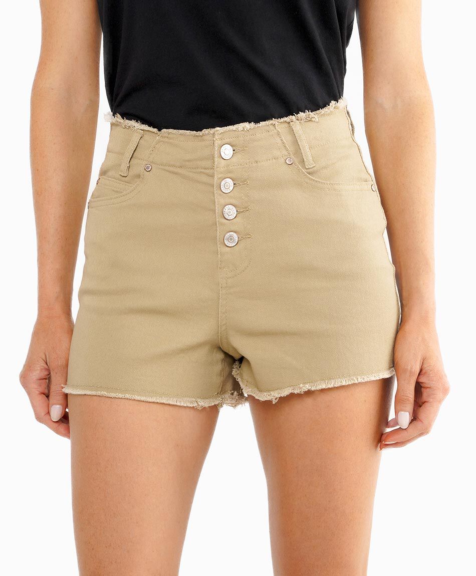 Short mujer abotonado beige