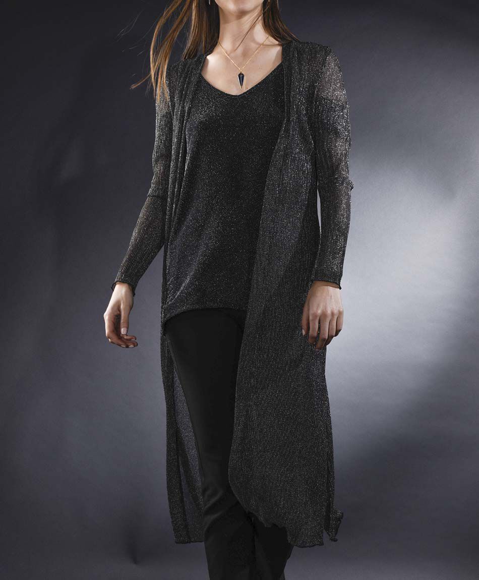 Tapado plisado brillos plata cuello cruzado