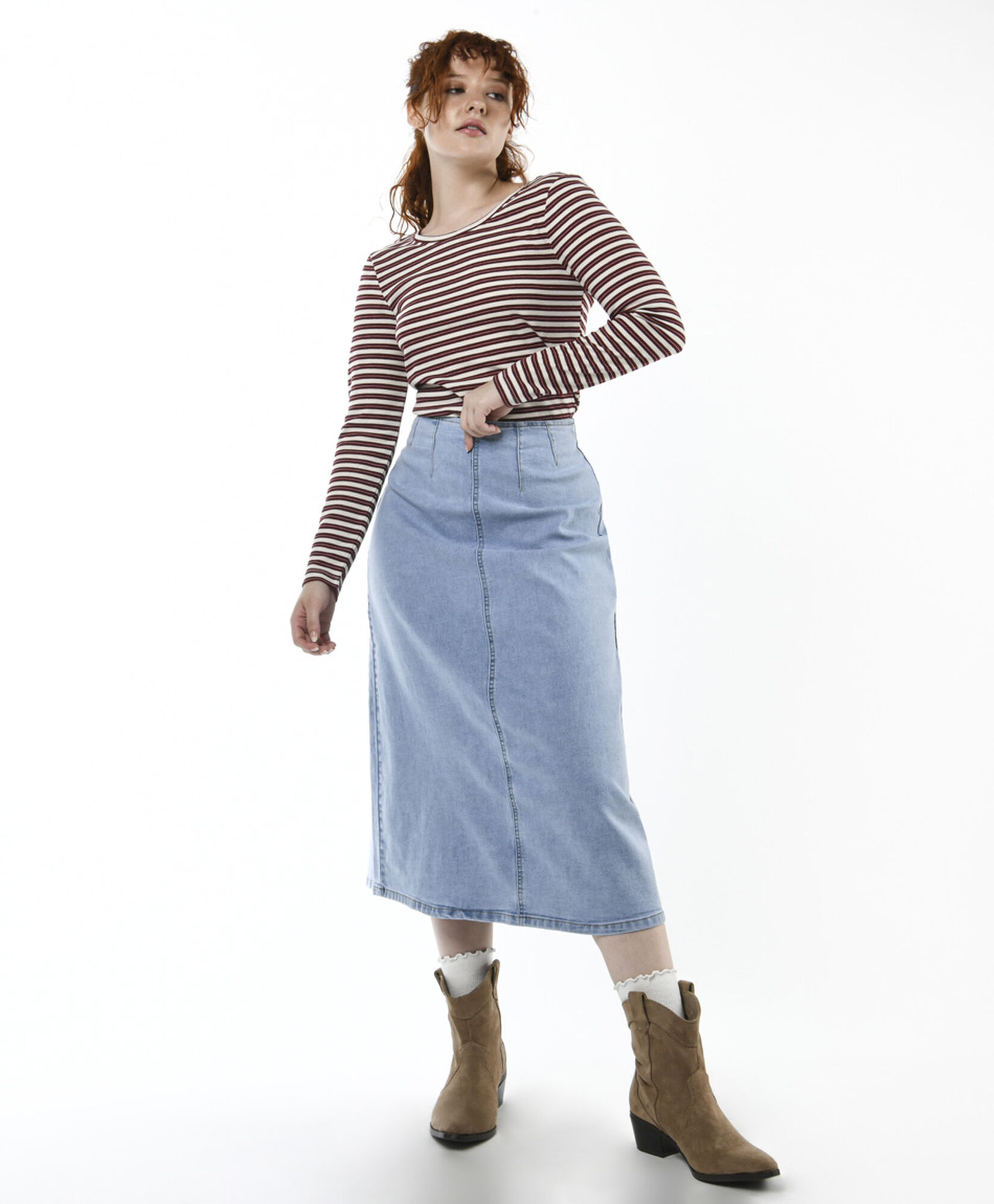 Falda mujer larga denim pinzas Falda mujer larga denim pinzas