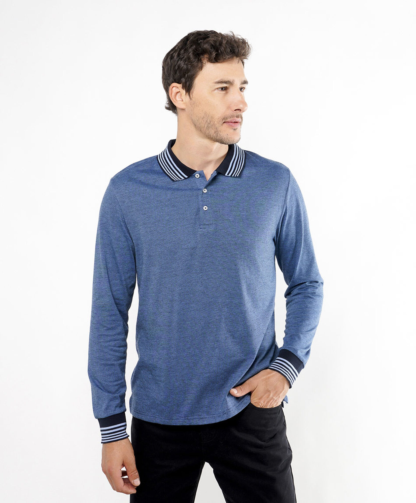 Polera hombre polo mix líneas Polera hombre polo mix líneas