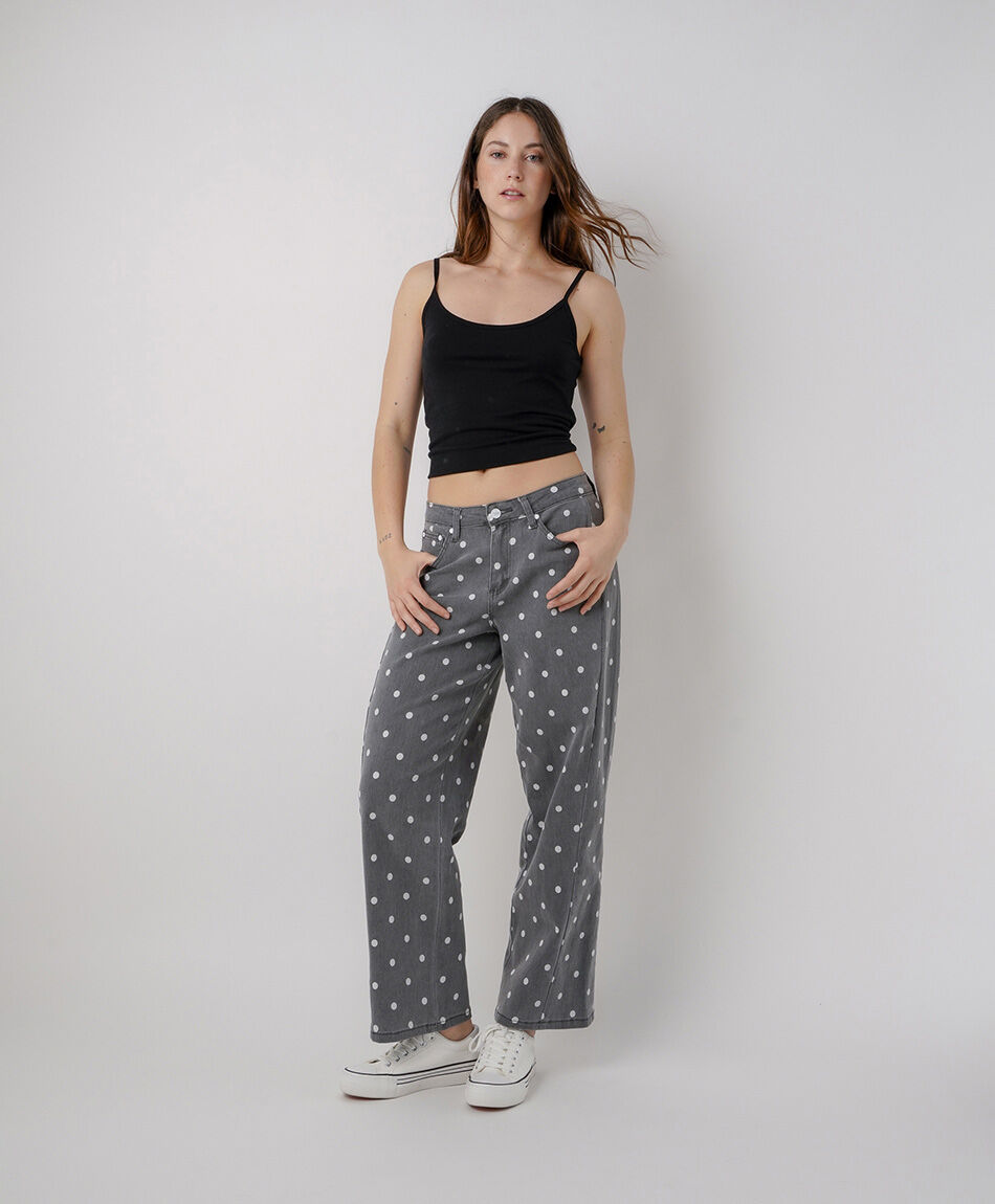 Jeans mujer straight puntos