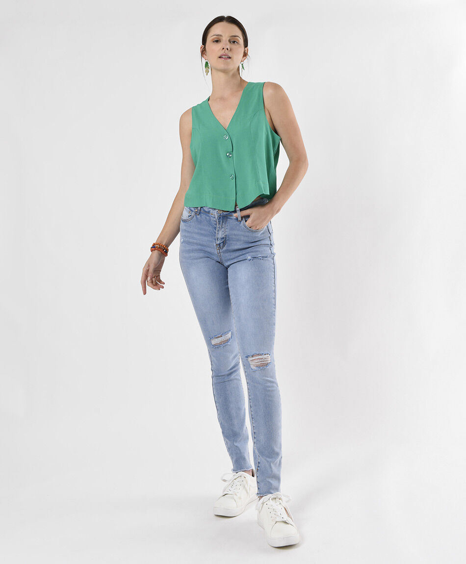 Jeans mujer rasgado skinny fit