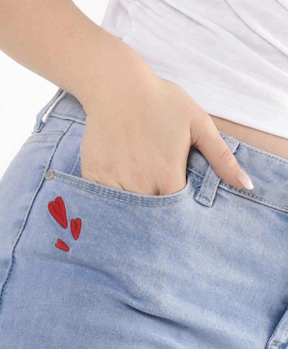 Jeans mujer bordados skinny fit