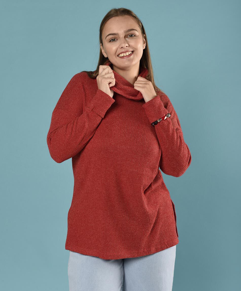 Sweater acanalado cuello tortuga