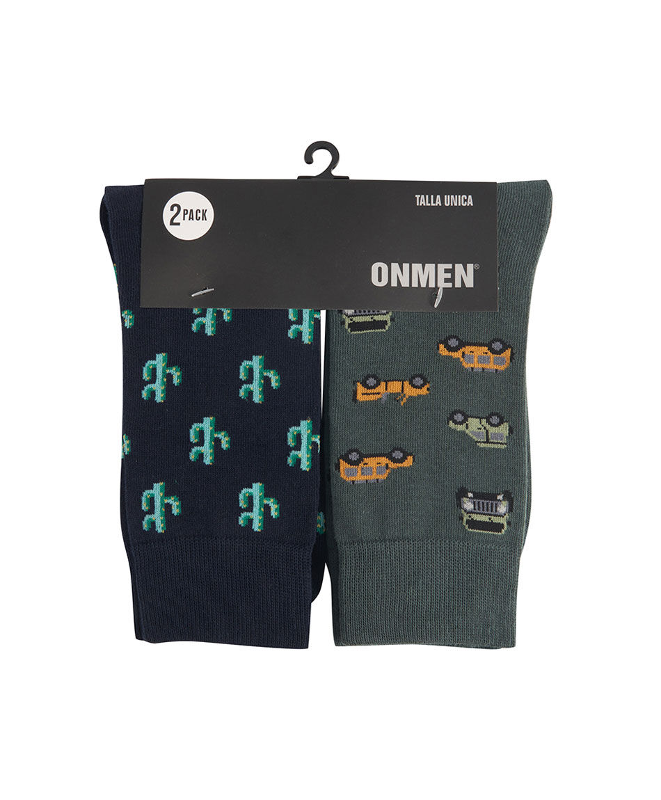 Pack 2 calcetines hombre cactus autos