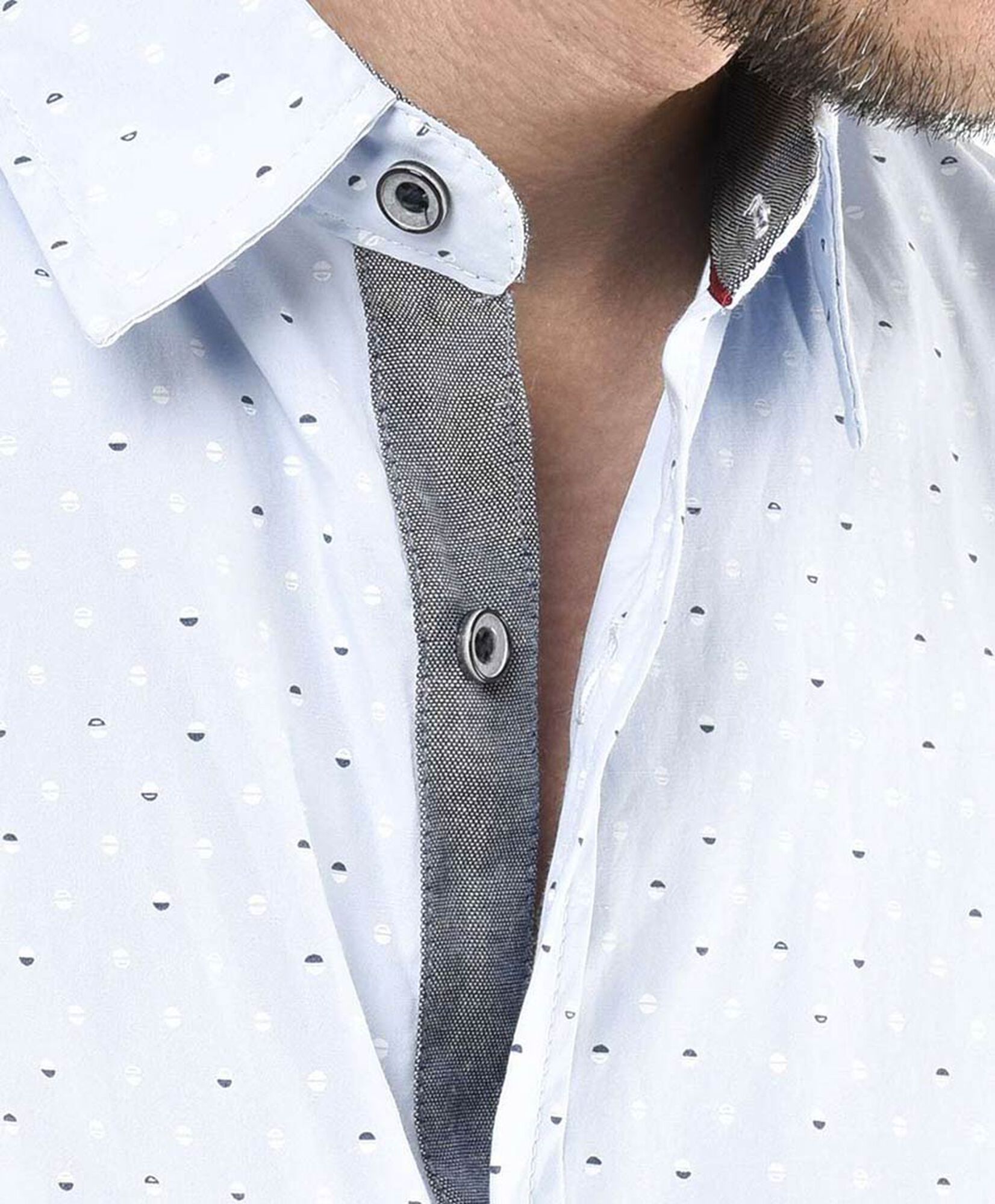 Camisa hombre puntitos bicolor Camisa hombre puntitos bicolor