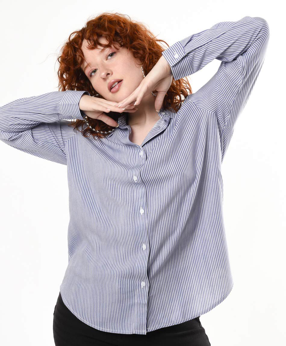 Blusa mujer listada azul