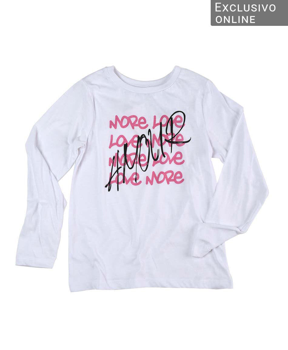 Polera ni&ntilde;a love manga larga