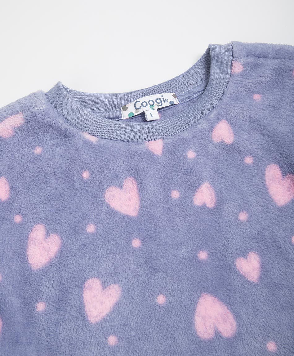 Pijama ni&ntilde;a coral  corazones morado