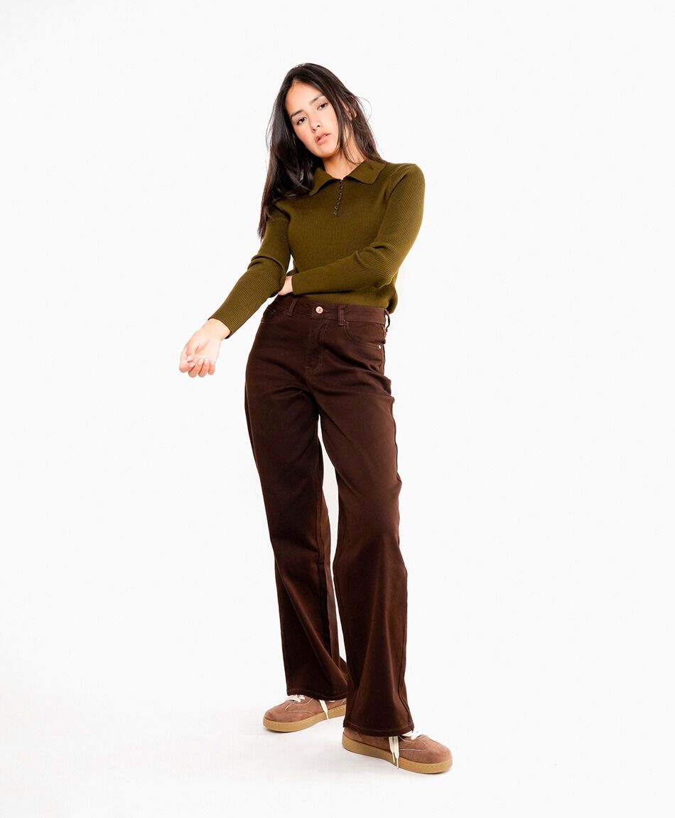 Pantal&oacute;n mujer cl&aacute;sico chocolate