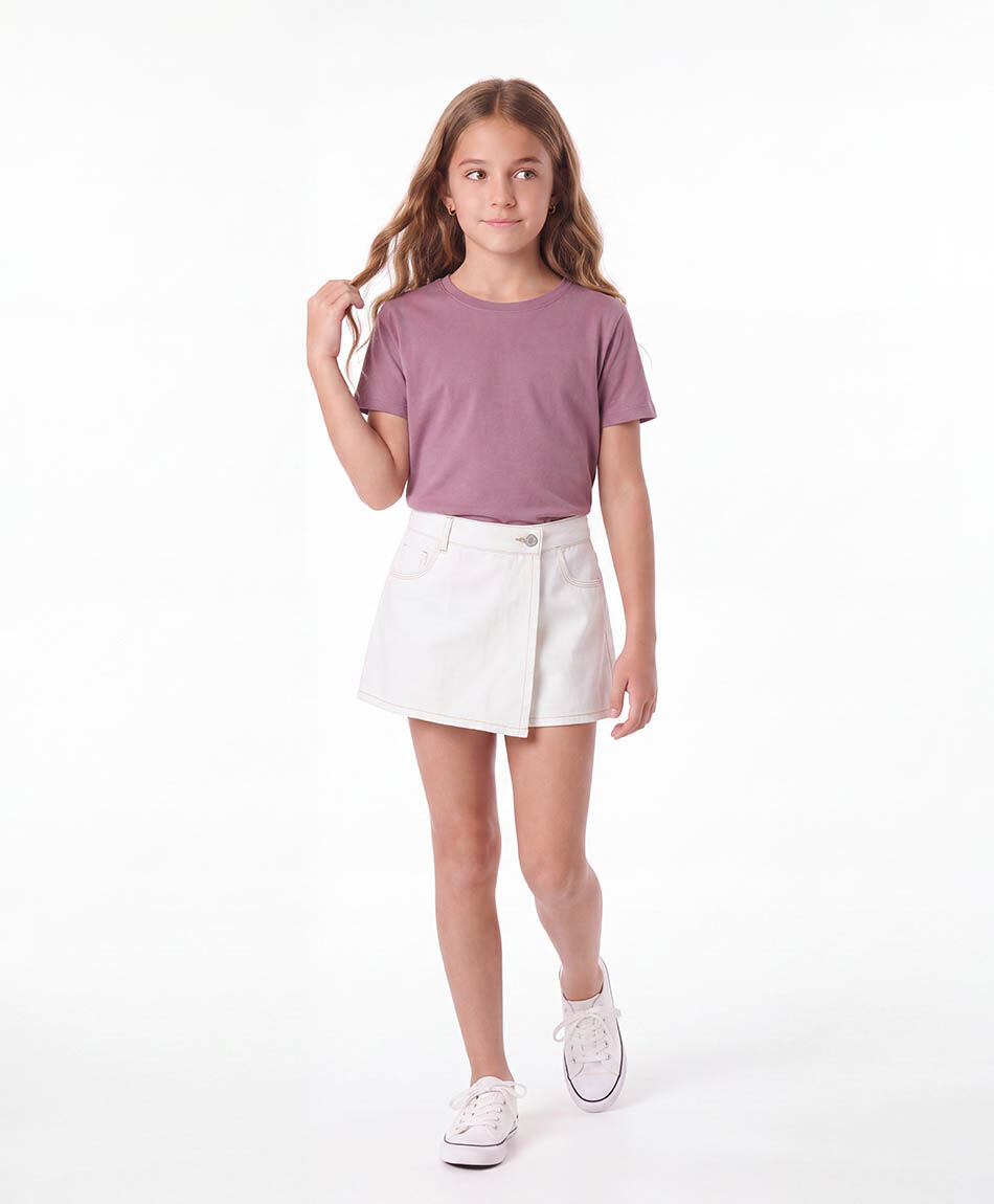 Short ni&ntilde;a falda blanco