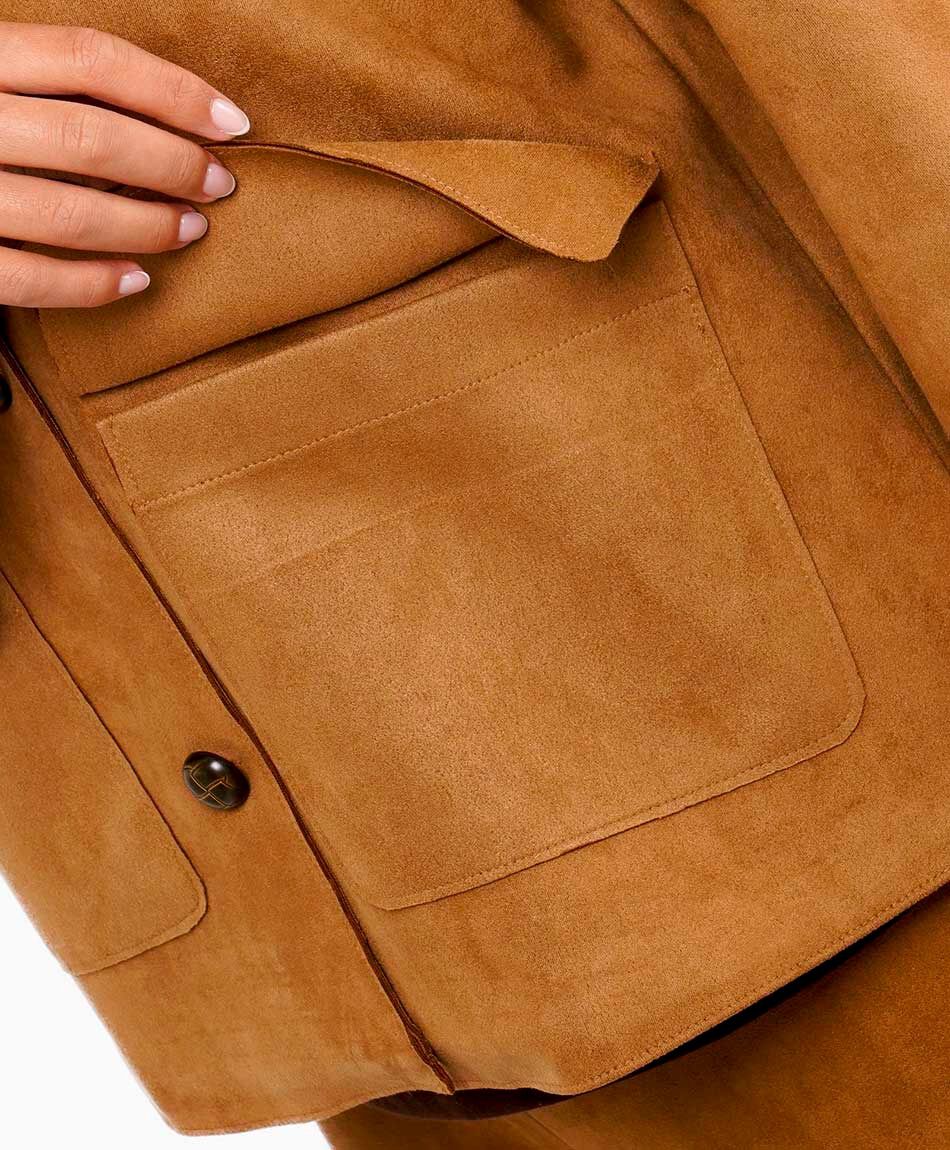 Chaqueta mujer estilo safari canela