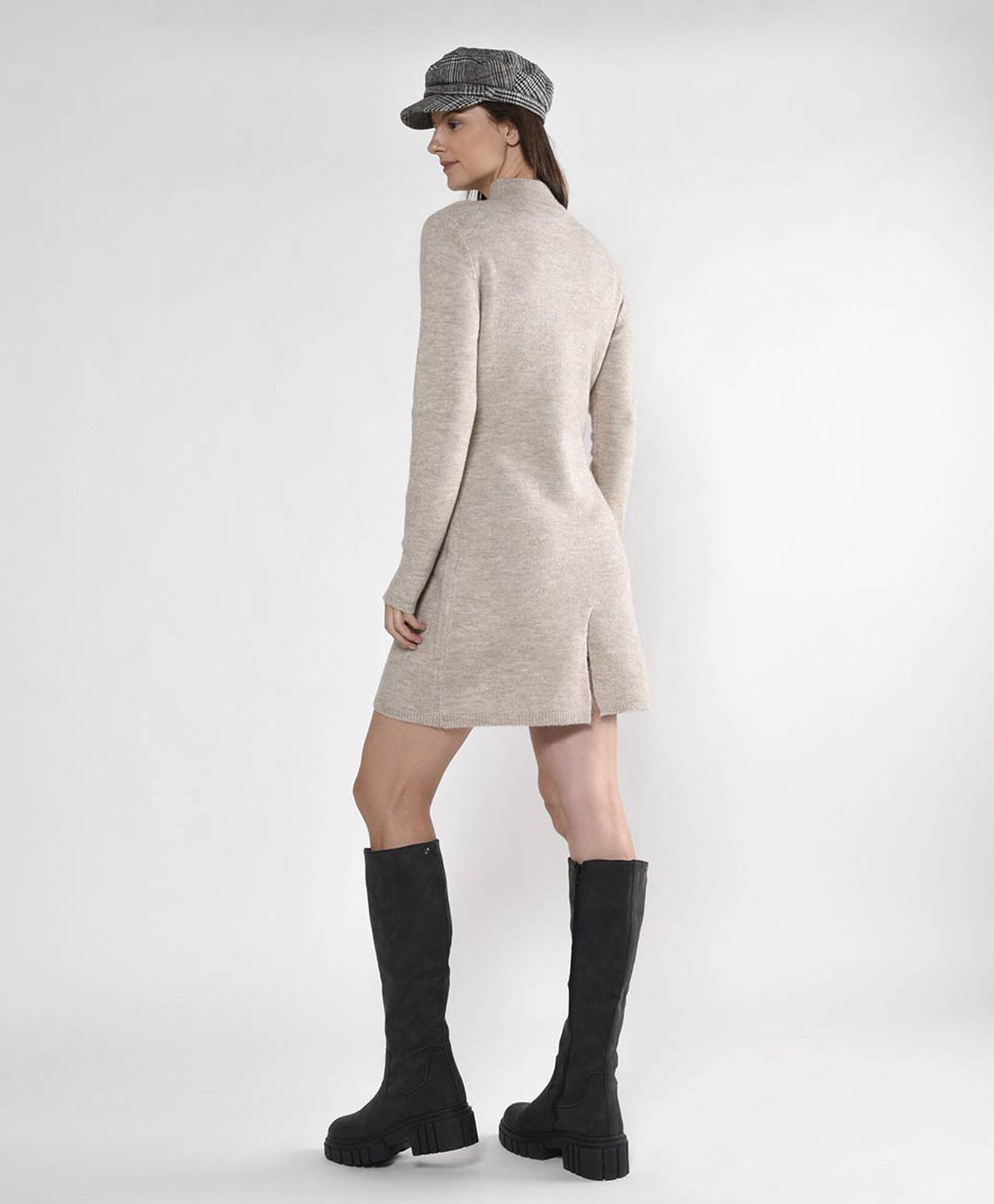 Vestido tejido corto mujer cuello perkins Vestido tejido corto mujer cuello perkins