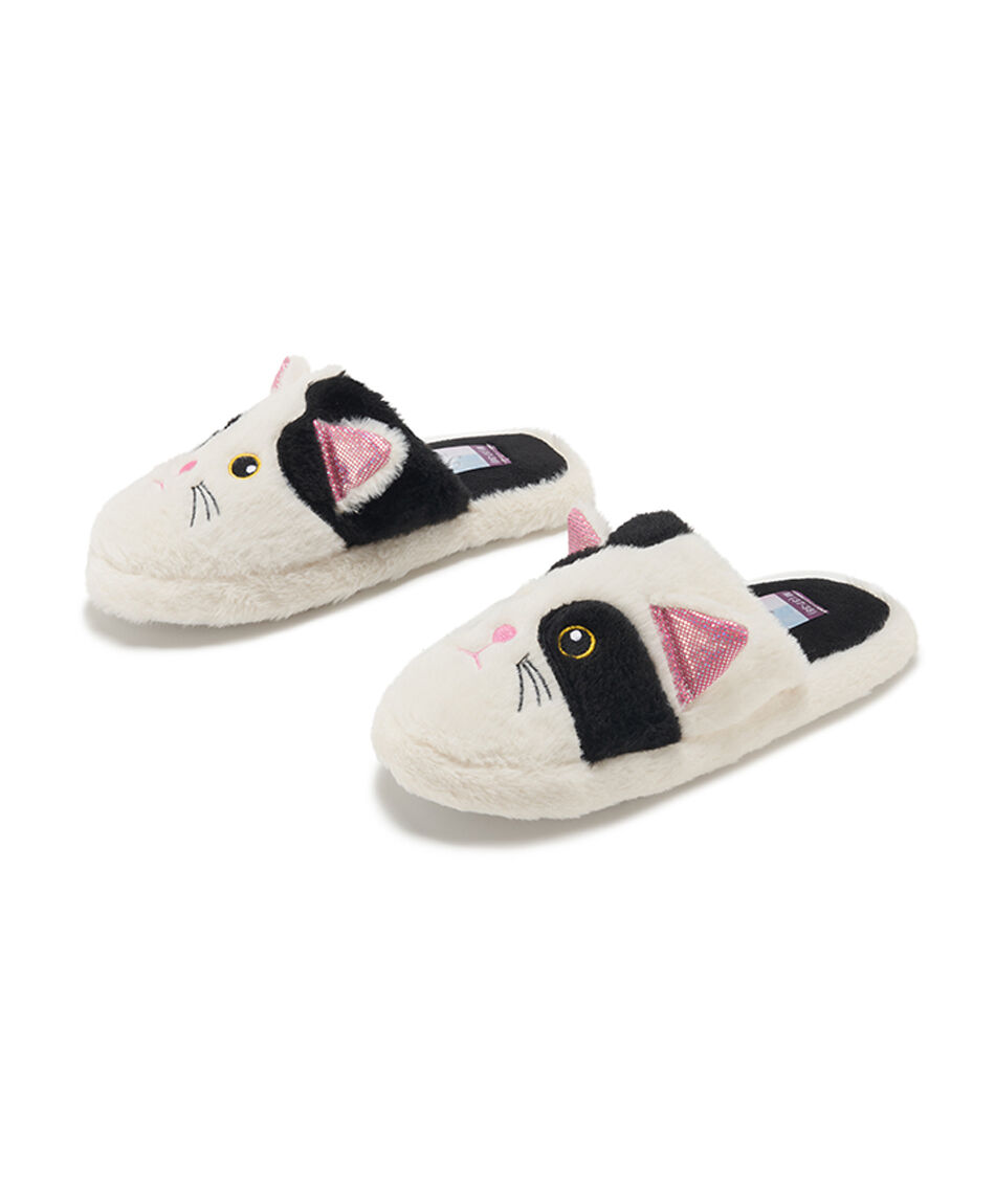 Pantufla mujer gato bicolor