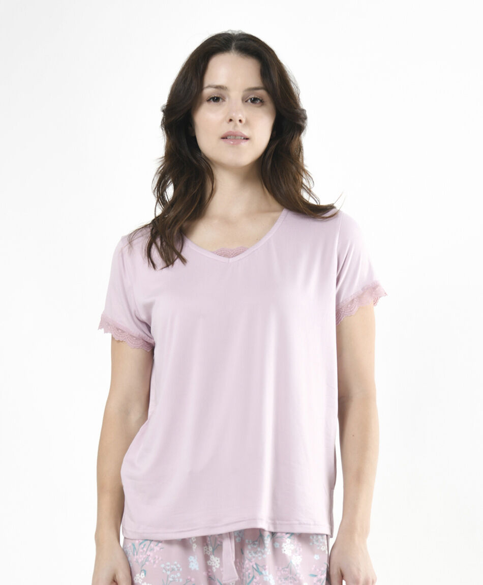 Pijama mujer floral encaje 2 piezas