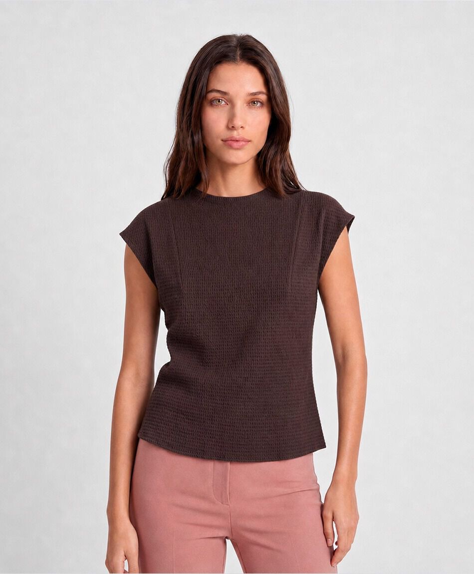 Polera mujer mini cuello textura