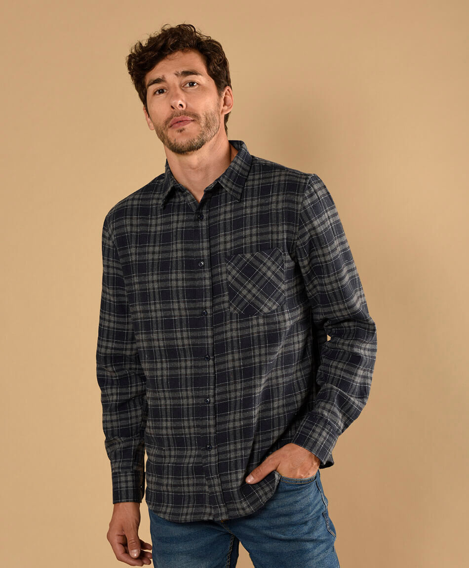 Camisa tart&aacute;n manga larga