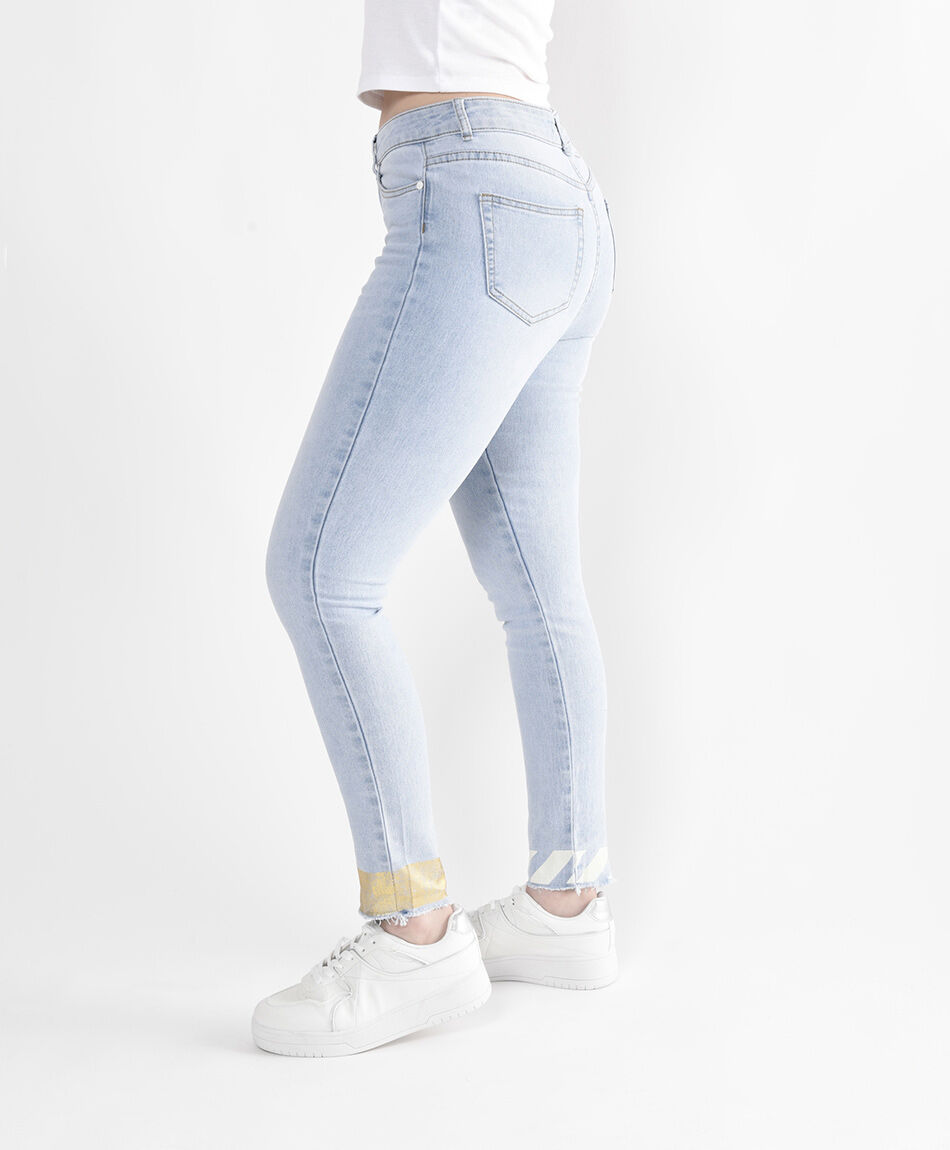 Jeans mujer tobillos print skinny fit
