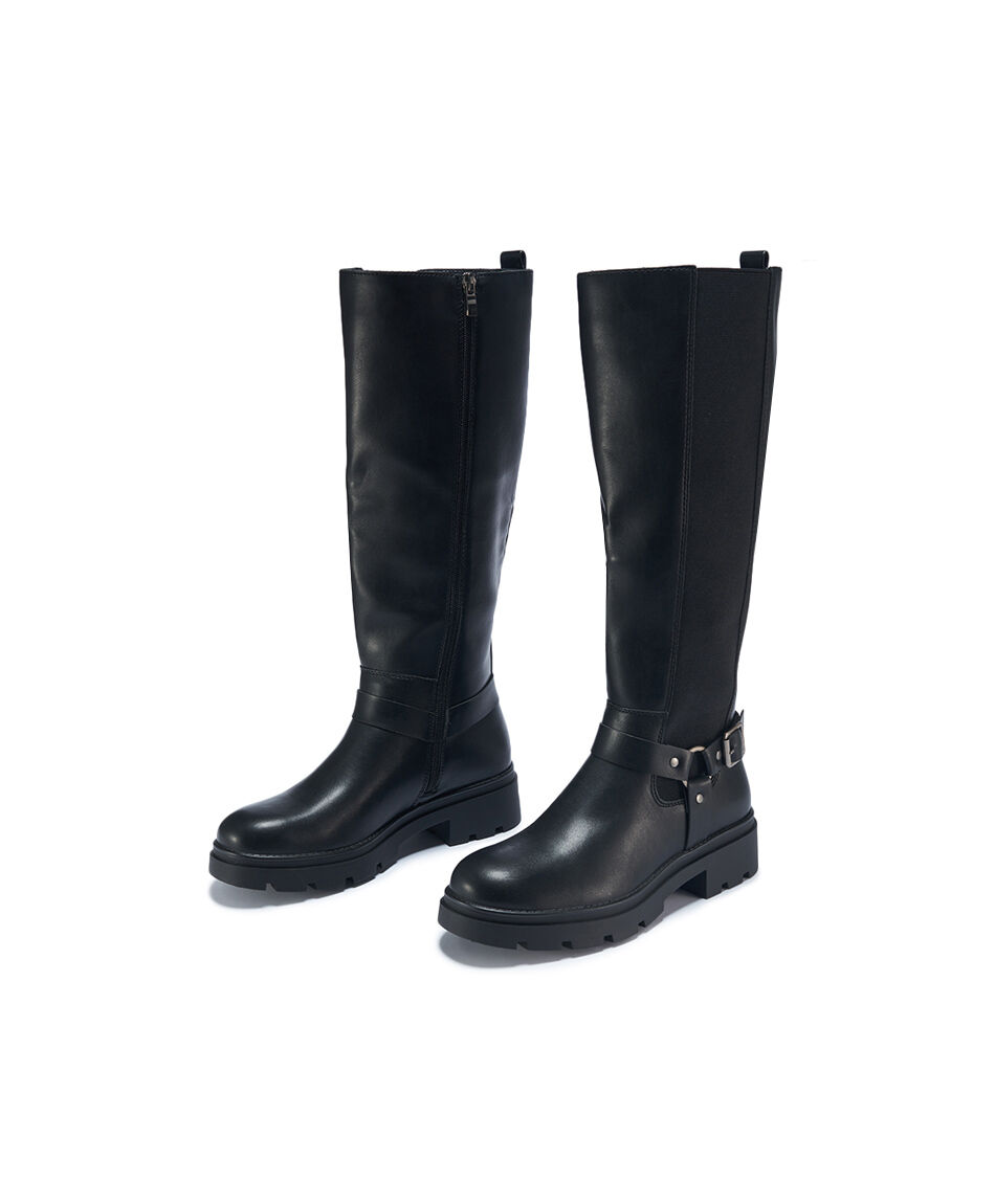 Bota mujer larga hebilla