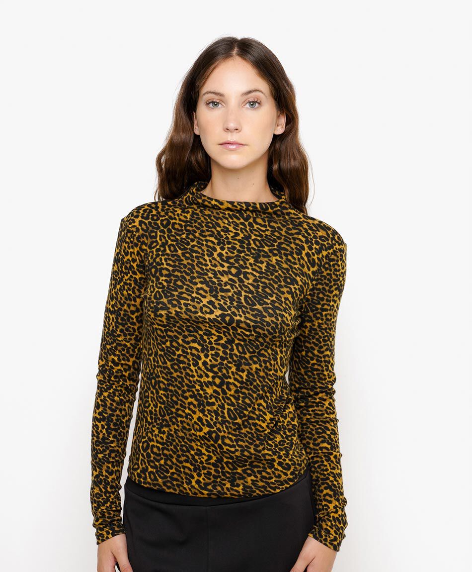 Polera mujer animal print fiera brown