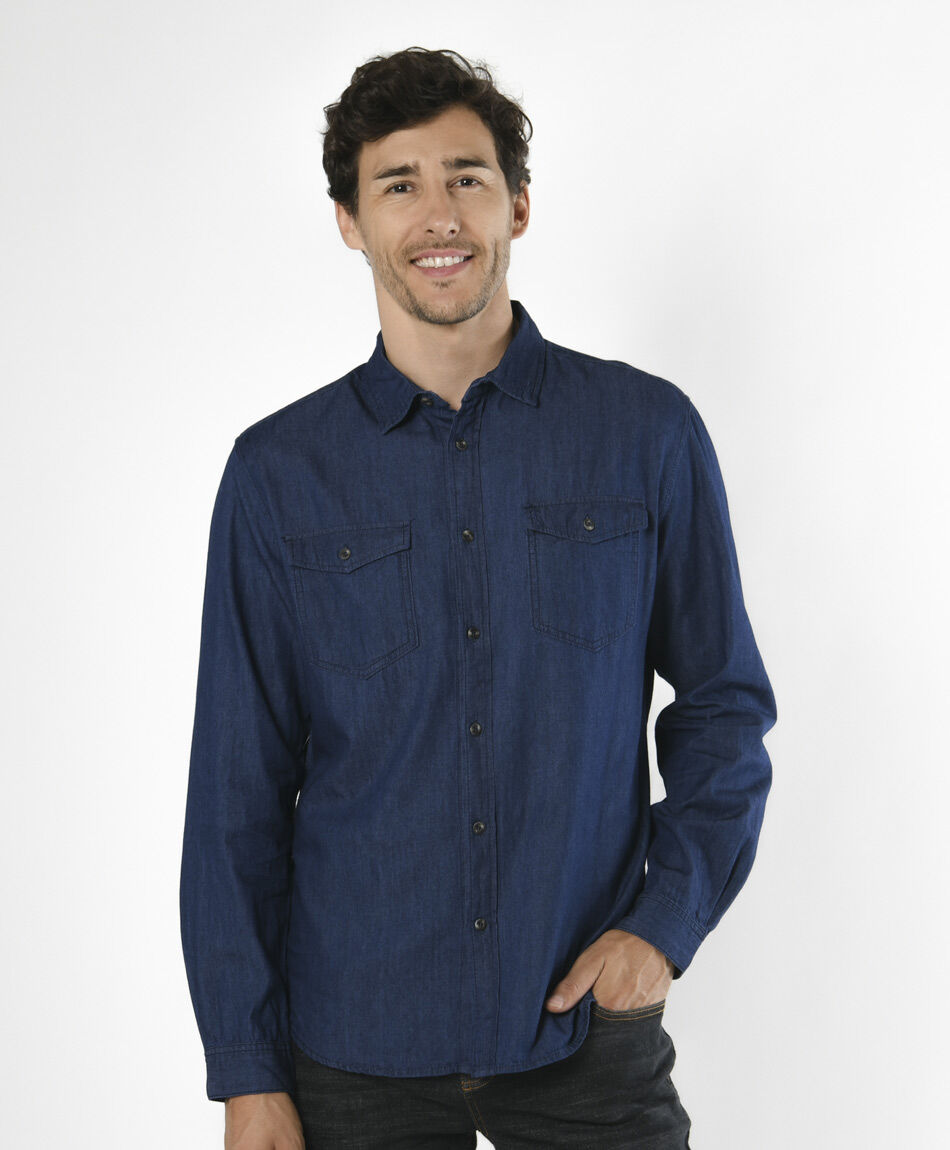 Camisa hombre denim azul
