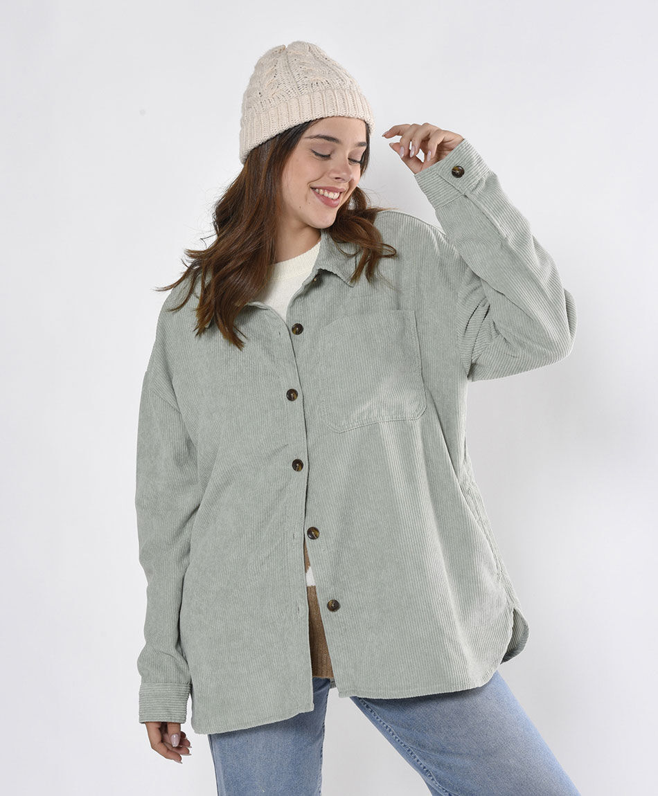 Blusa mujer corderoy bolsillo camisero