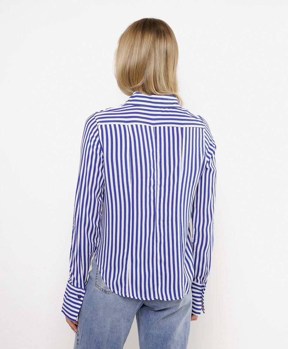 Blusas mujer l&iacute;neas mix azul