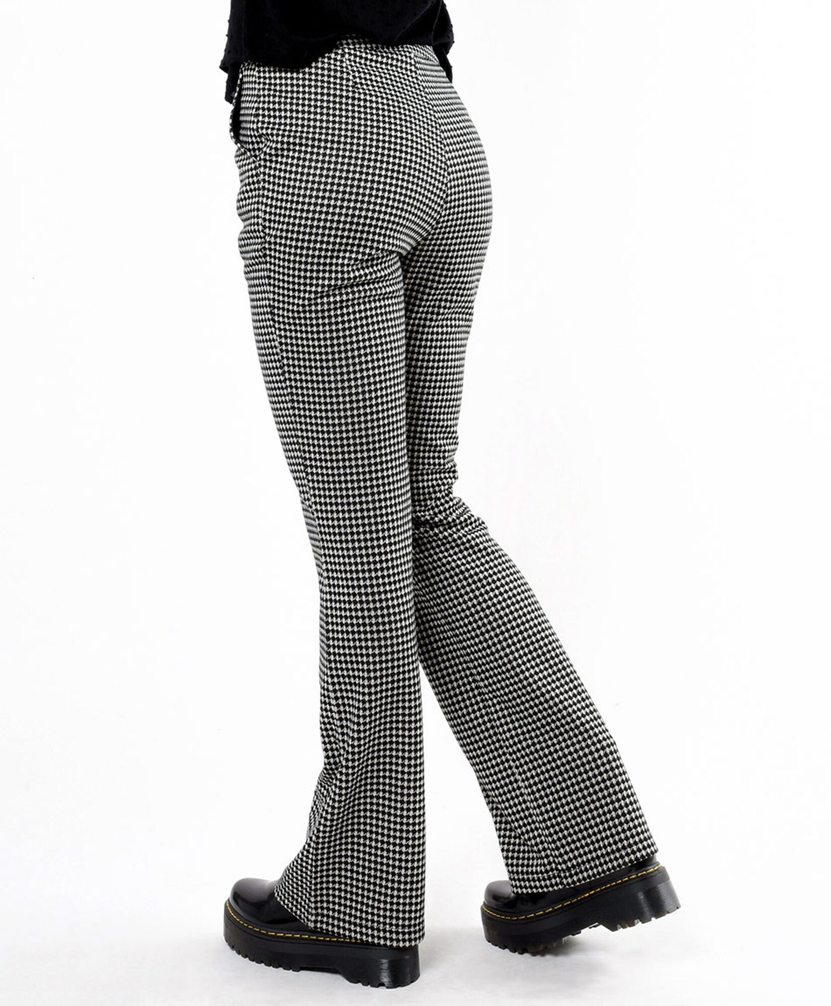 Pantalón mujer pied de poule costura frontal Pantalón mujer pied de poule costura frontal