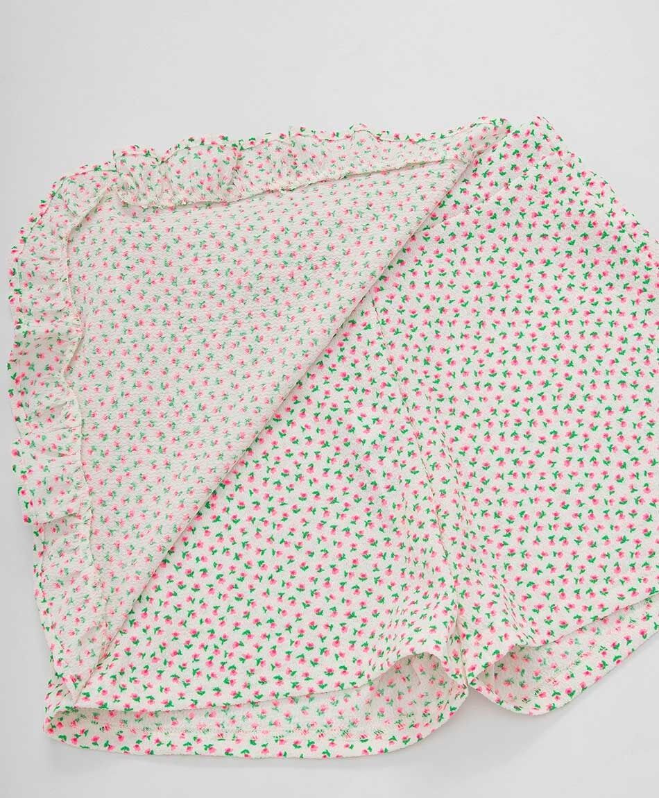 Falda ni&ntilde;a short florcitas