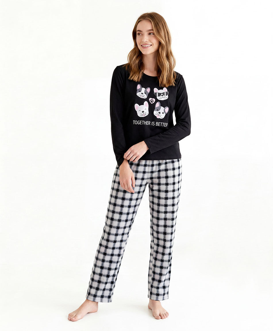 Pijama mujer 4 perritos cuadros