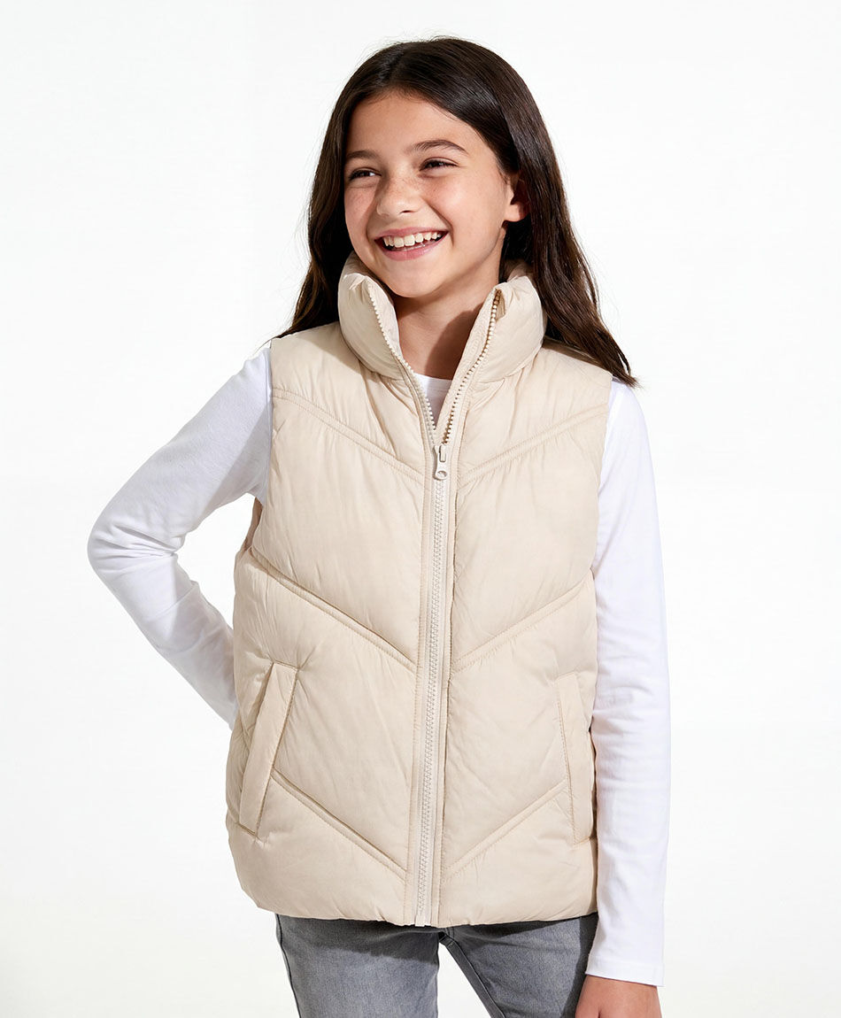 Parka ni&ntilde;a sin mangas beige