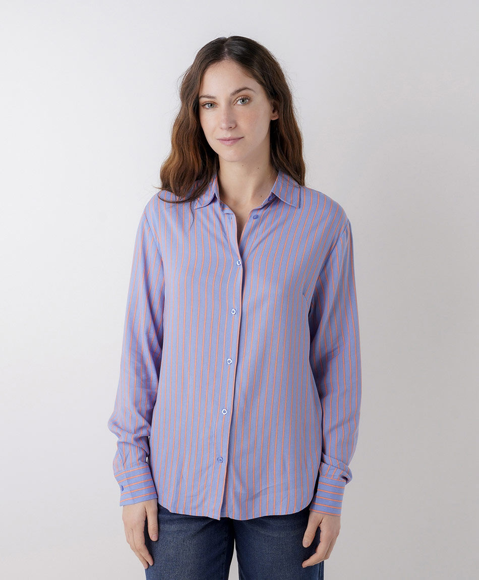 Blusa mujer bicolor l&iacute;neas verticales