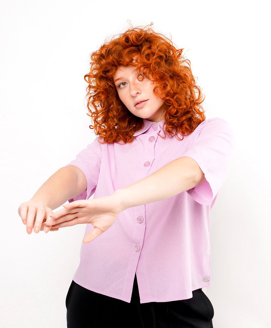 Blusa mujer lisa rosada lino