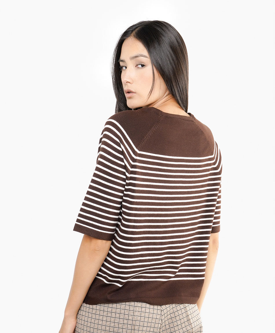 Sweater mujer manga 3/4 lineas