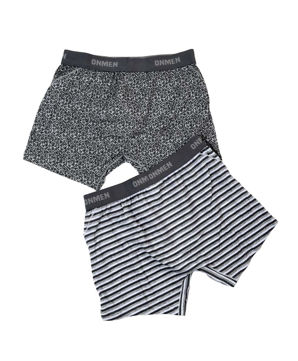 Pack 2 boxer hombre estampados l&iacute;neas y hojas