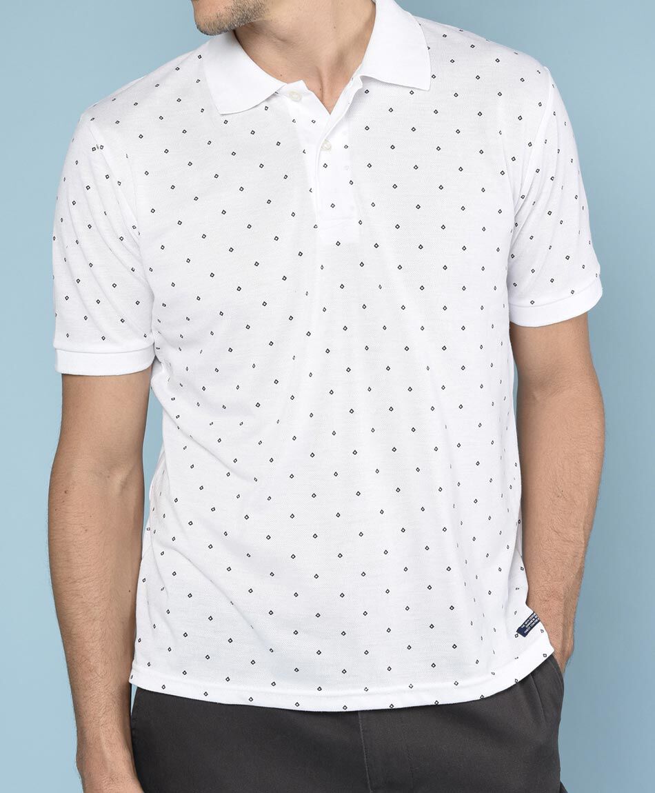 Polera cuello polo estampada