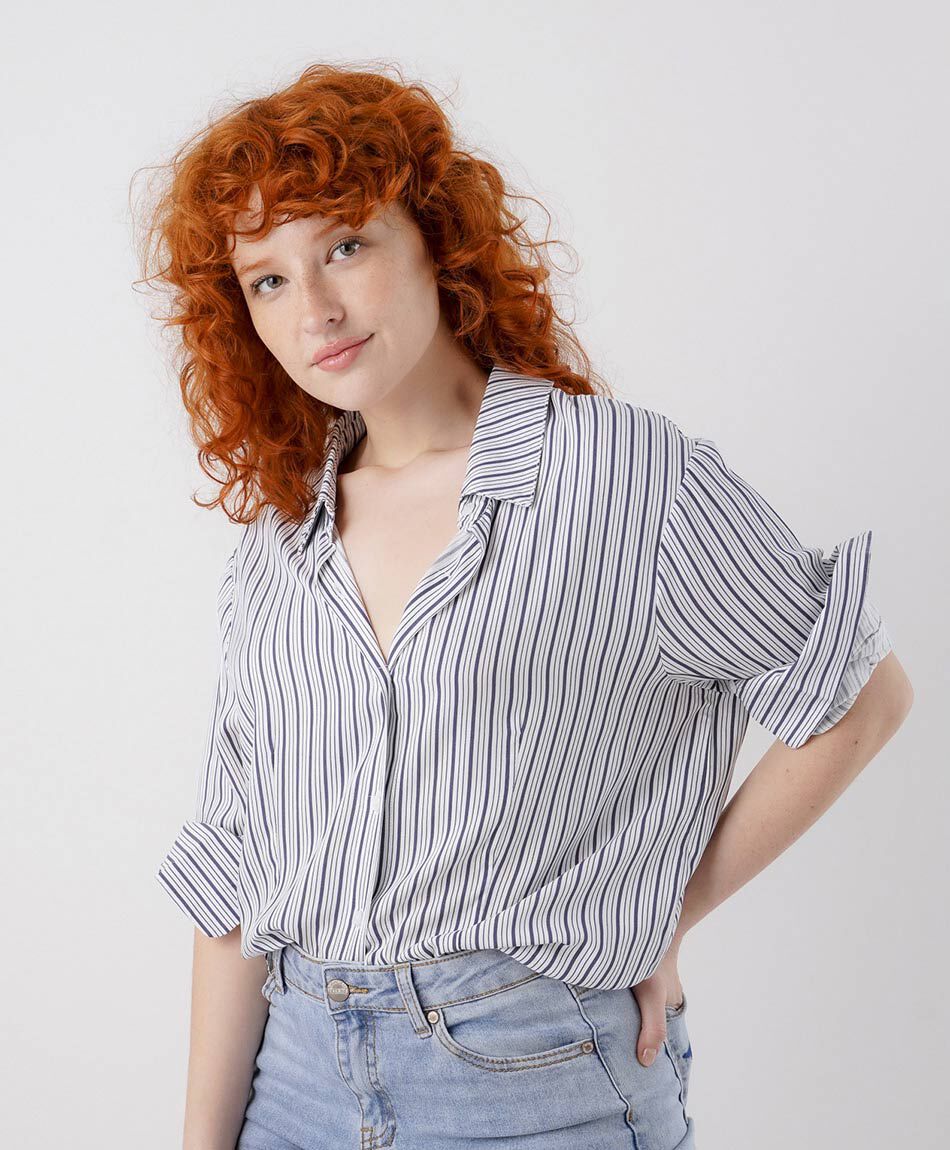 Blusa mujer listas bicolor