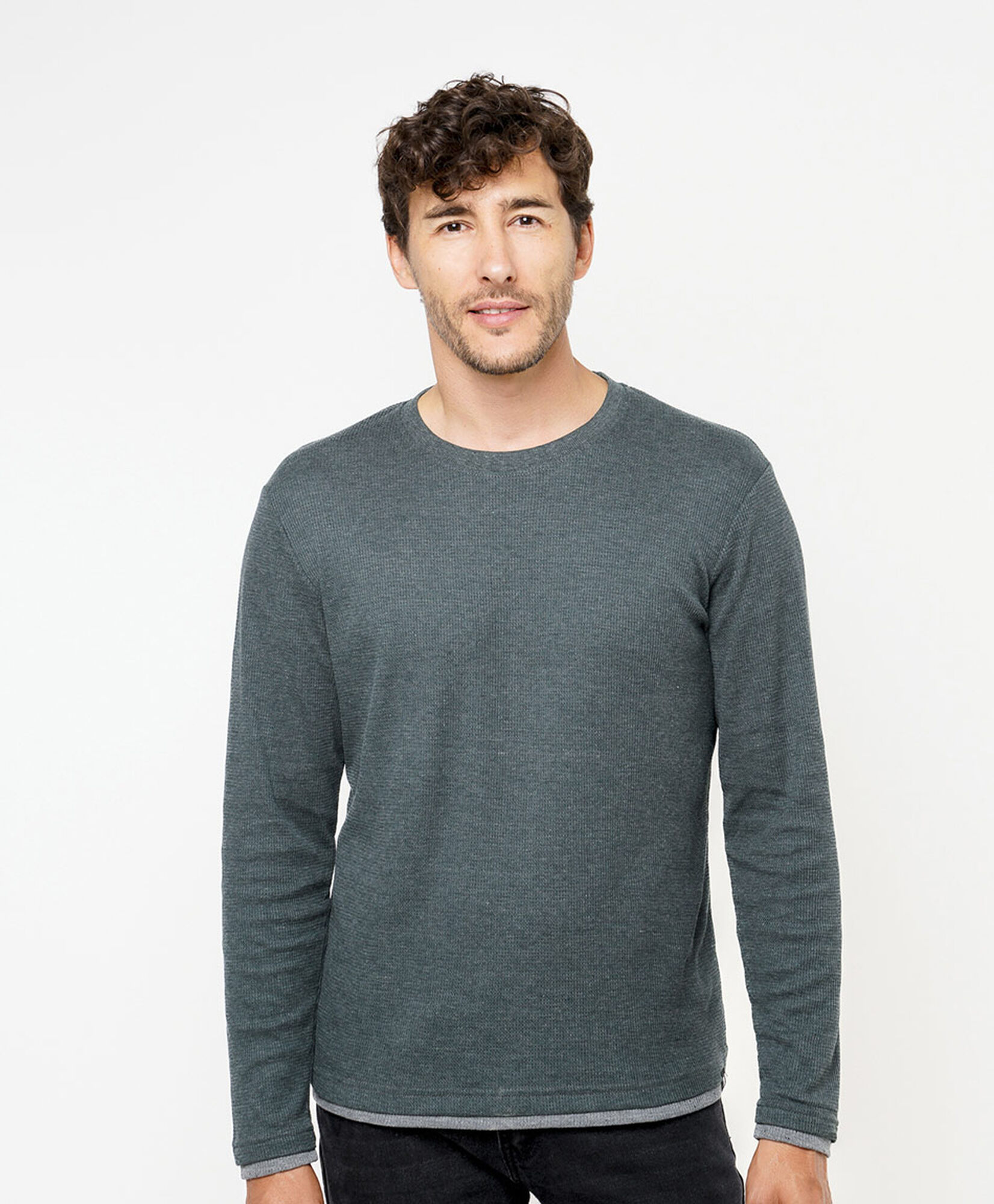 Polera hombre lisa manga larga verde Polera hombre lisa manga larga verde