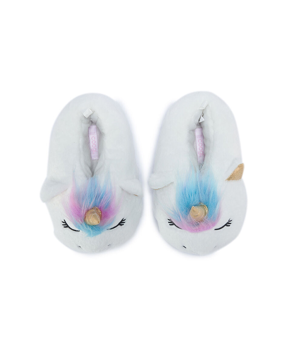 Pantufla ni&ntilde;a peluda unicornio