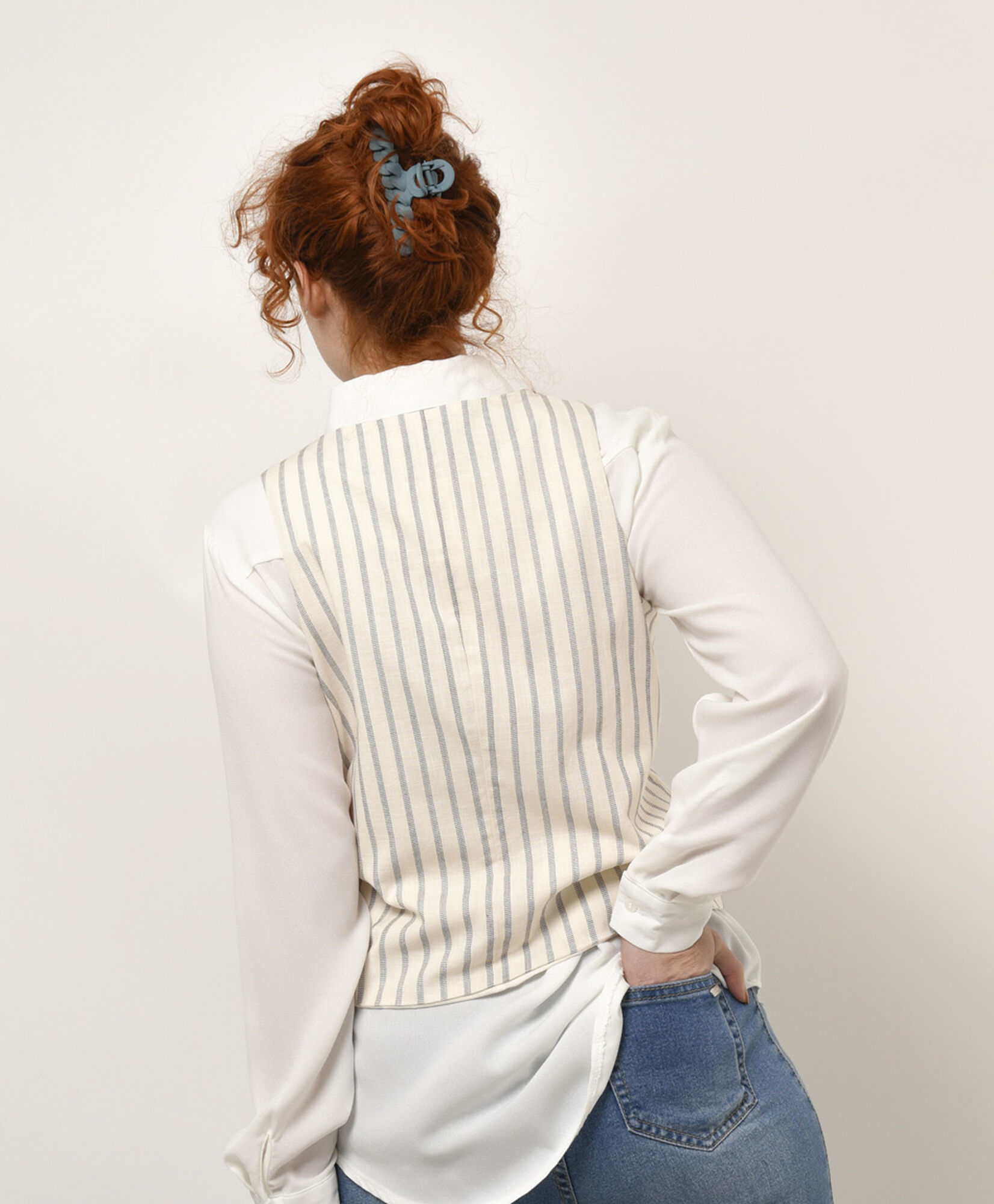 Vest mujer líneas lino Vest mujer líneas lino