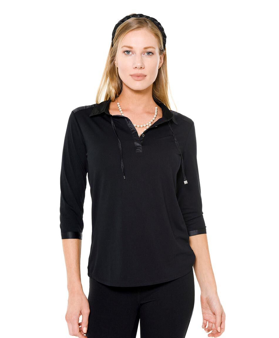 Blusa mix jersey satin