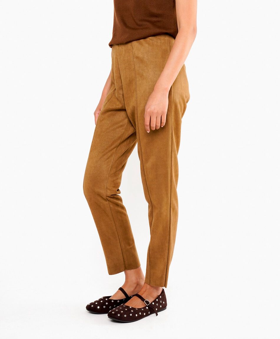 Pantalones mujer suede liso