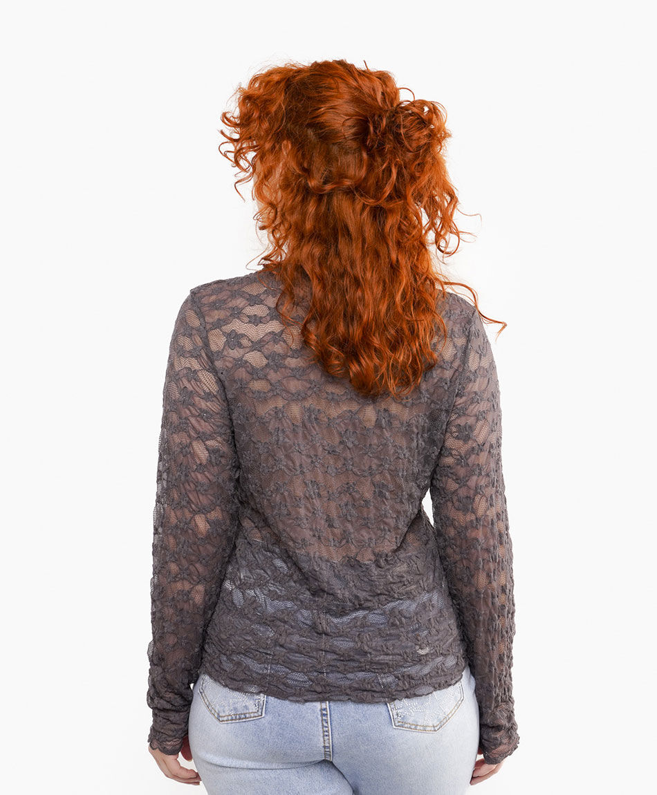Blusa mujer encaje estrellado flare