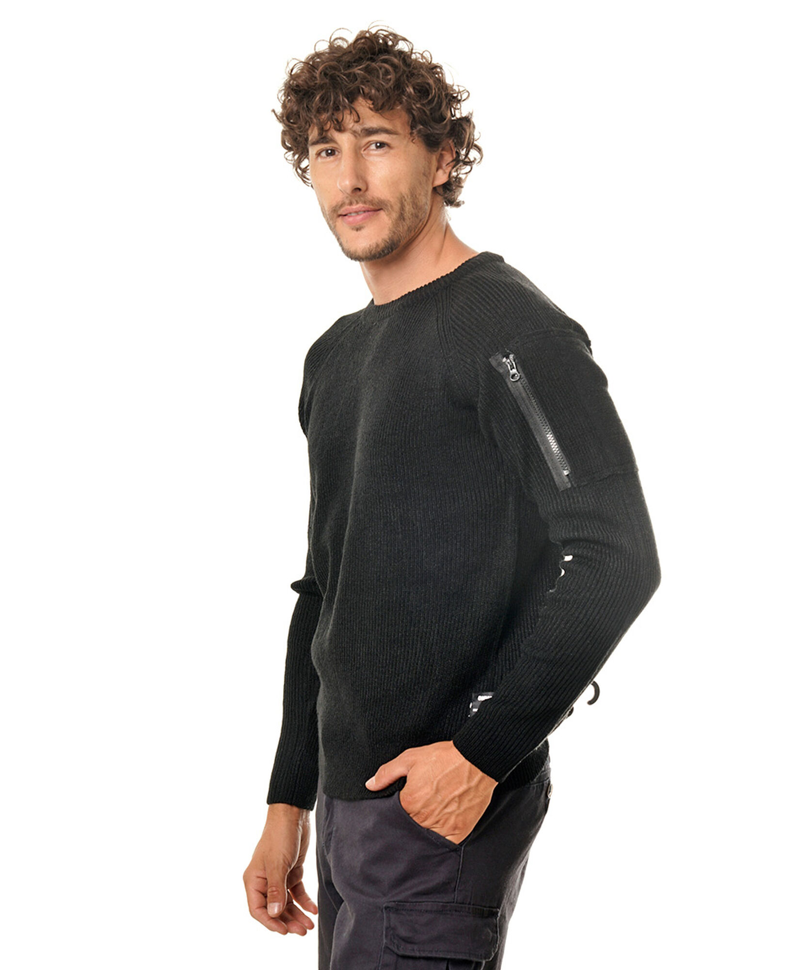 Sweater cuello redondo bolsillo Sweater cuello redondo bolsillo