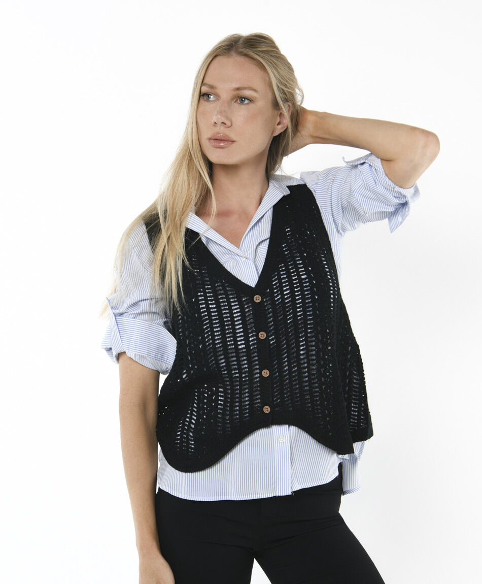 Vest mujer tejido botones