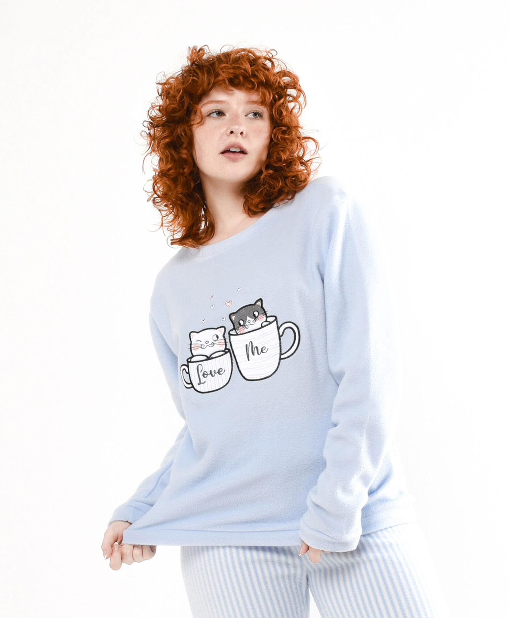 Pijama mujer gatos en tazas polar Pijama mujer gatos en tazas polar