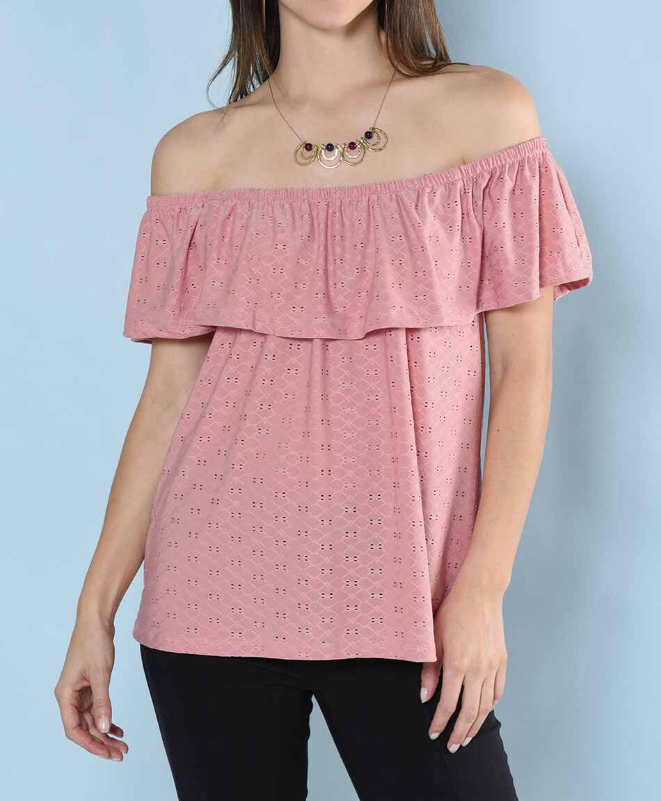 Polera manga corta cuello off shoulder