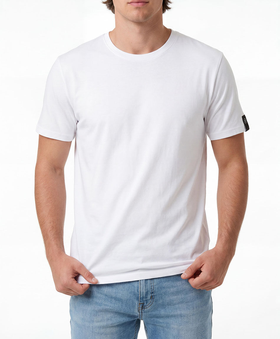 Polera hombre parche manga lisa